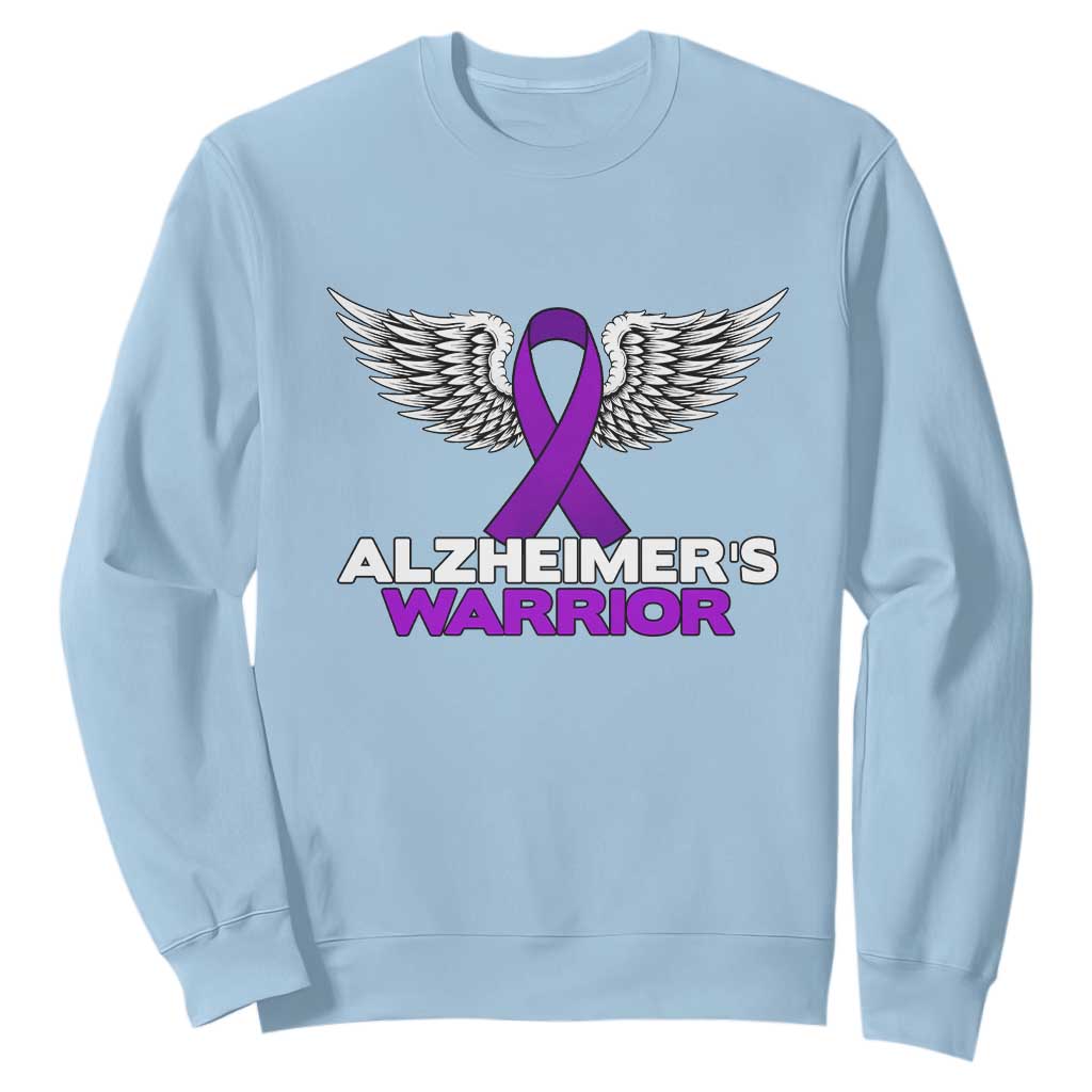Alzheimers Warrior Sweatshirt Purple Ribbon Angel Wings Memory Support Gift