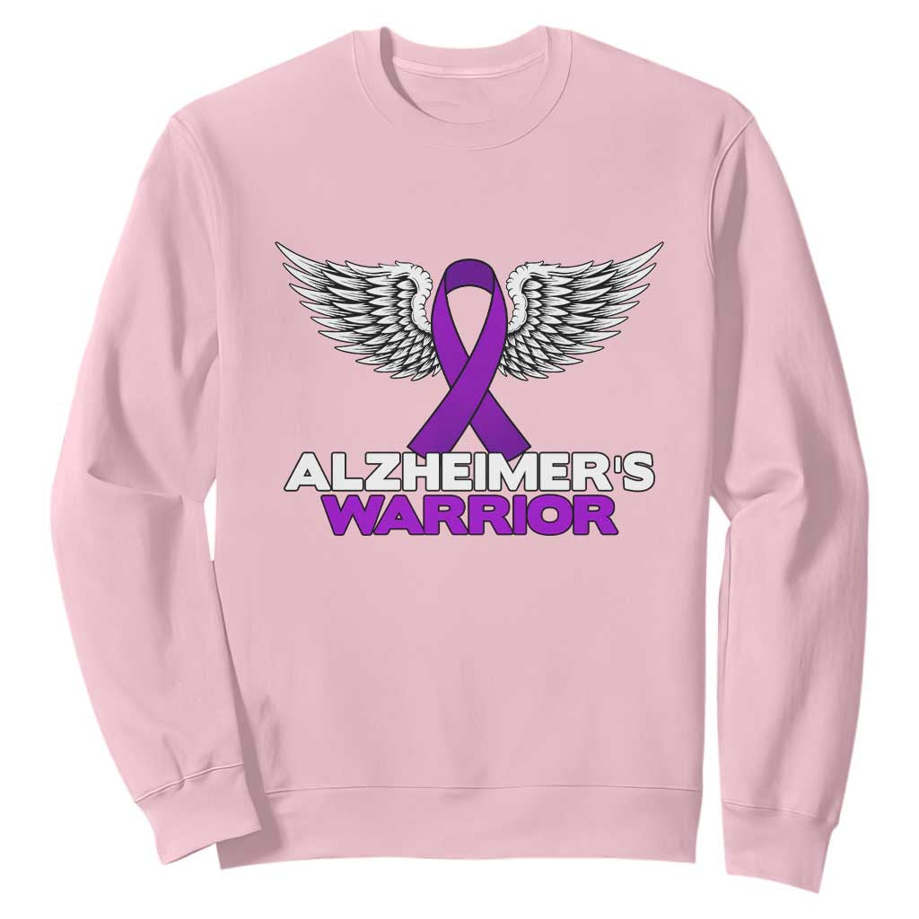 Alzheimers Warrior Sweatshirt Purple Ribbon Angel Wings Memory Support Gift