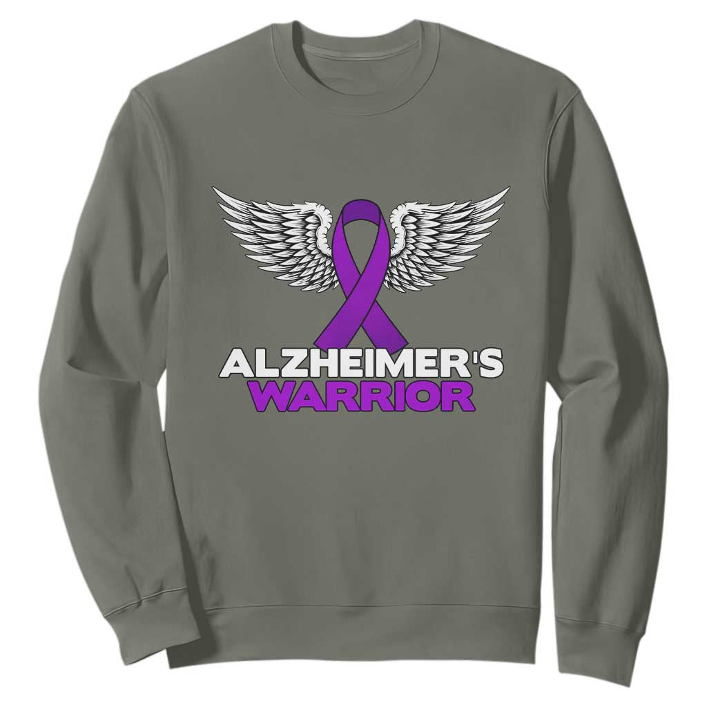Alzheimers Warrior Sweatshirt Purple Ribbon Angel Wings Memory Support Gift