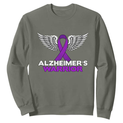 Alzheimers Warrior Sweatshirt Purple Ribbon Angel Wings Memory Support Gift