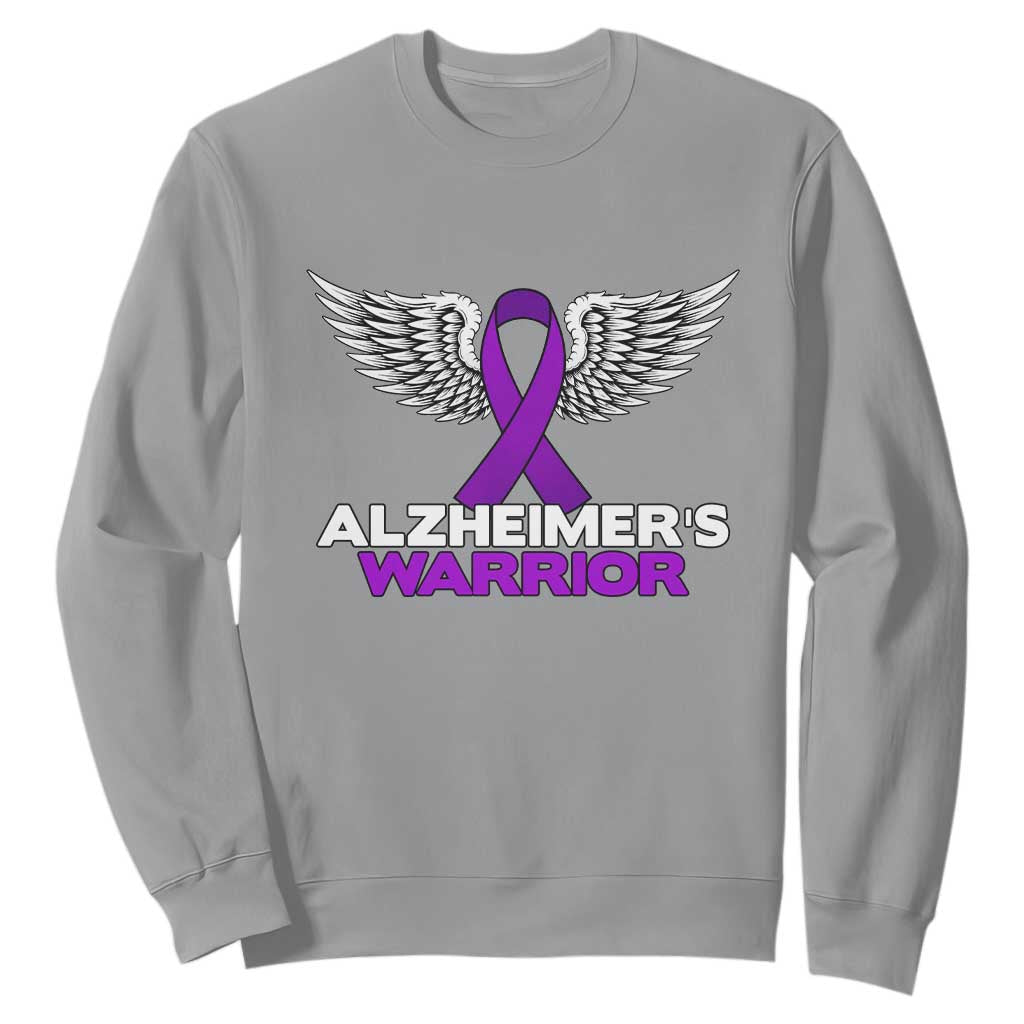 Alzheimers Warrior Sweatshirt Purple Ribbon Angel Wings Memory Support Gift