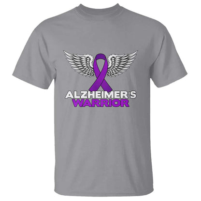 Alzheimers Warrior T Shirt Purple Ribbon Angel Wings Memory Support Gift