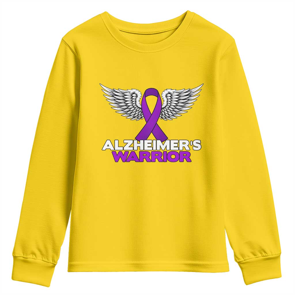 Alzheimers Warrior Youth Sweatshirt Purple Ribbon Angel Wings Memory Support Gift