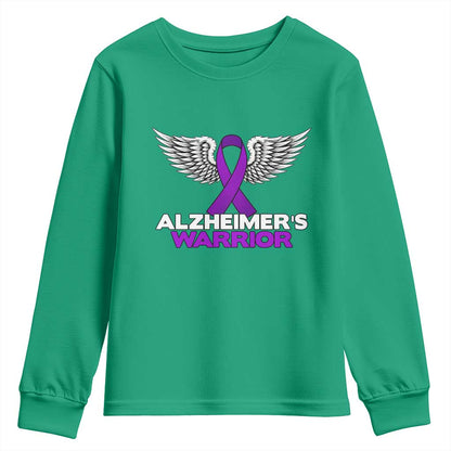 Alzheimers Warrior Youth Sweatshirt Purple Ribbon Angel Wings Memory Support Gift