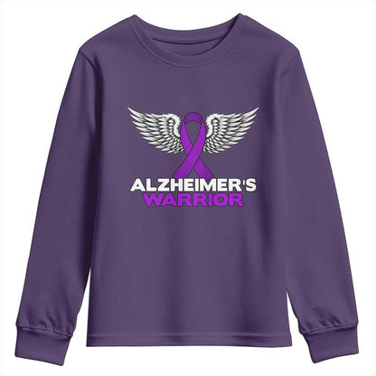 Alzheimers Warrior Youth Sweatshirt Purple Ribbon Angel Wings Memory Support Gift