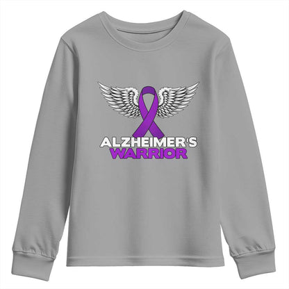 Alzheimers Warrior Youth Sweatshirt Purple Ribbon Angel Wings Memory Support Gift