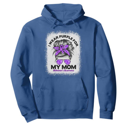 I Wear Purple For My Mom Hoodie Alzheimers Support And Hope Messy Bun Graphic