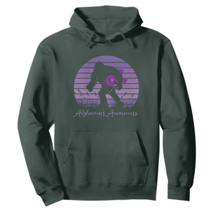 Vintage Bigfoot Alzheimers Support Hoodie Purple Ribbon Support Graphic