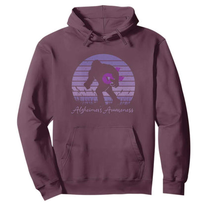 Vintage Bigfoot Alzheimers Support Hoodie Purple Ribbon Support Graphic