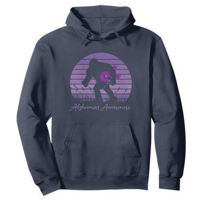 Vintage Bigfoot Alzheimers Support Hoodie Purple Ribbon Support Graphic