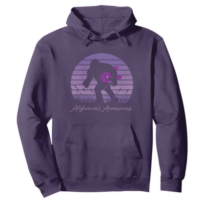 Vintage Bigfoot Alzheimers Support Hoodie Purple Ribbon Support Graphic