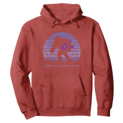 Vintage Bigfoot Alzheimers Support Hoodie Purple Ribbon Support Graphic