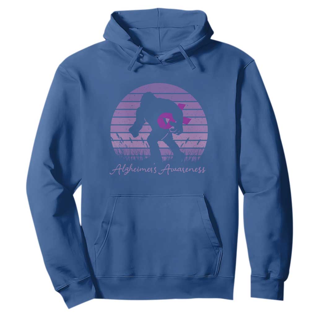 Vintage Bigfoot Alzheimers Support Hoodie Purple Ribbon Support Graphic