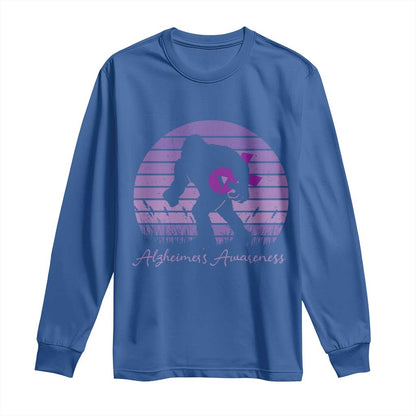 Vintage Bigfoot Alzheimers Support Long Sleeve Shirt Purple Ribbon Support Graphic