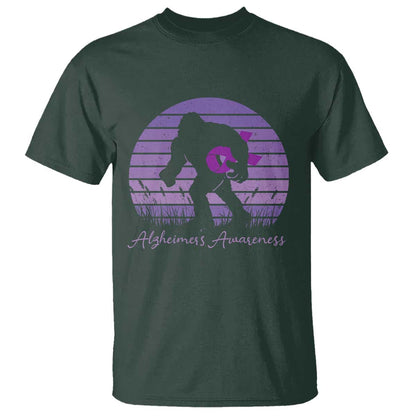 Vintage Bigfoot Alzheimers Support T Shirt Purple Ribbon Support Graphic