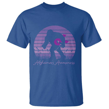 Vintage Bigfoot Alzheimers Support T Shirt Purple Ribbon Support Graphic