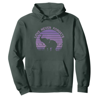 Alzheimer's Support And Hope Hoodie Vintage Elephant Love Never Forgets