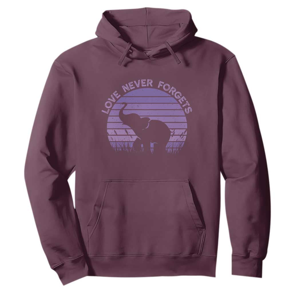 Alzheimer's Support And Hope Hoodie Vintage Elephant Love Never Forgets