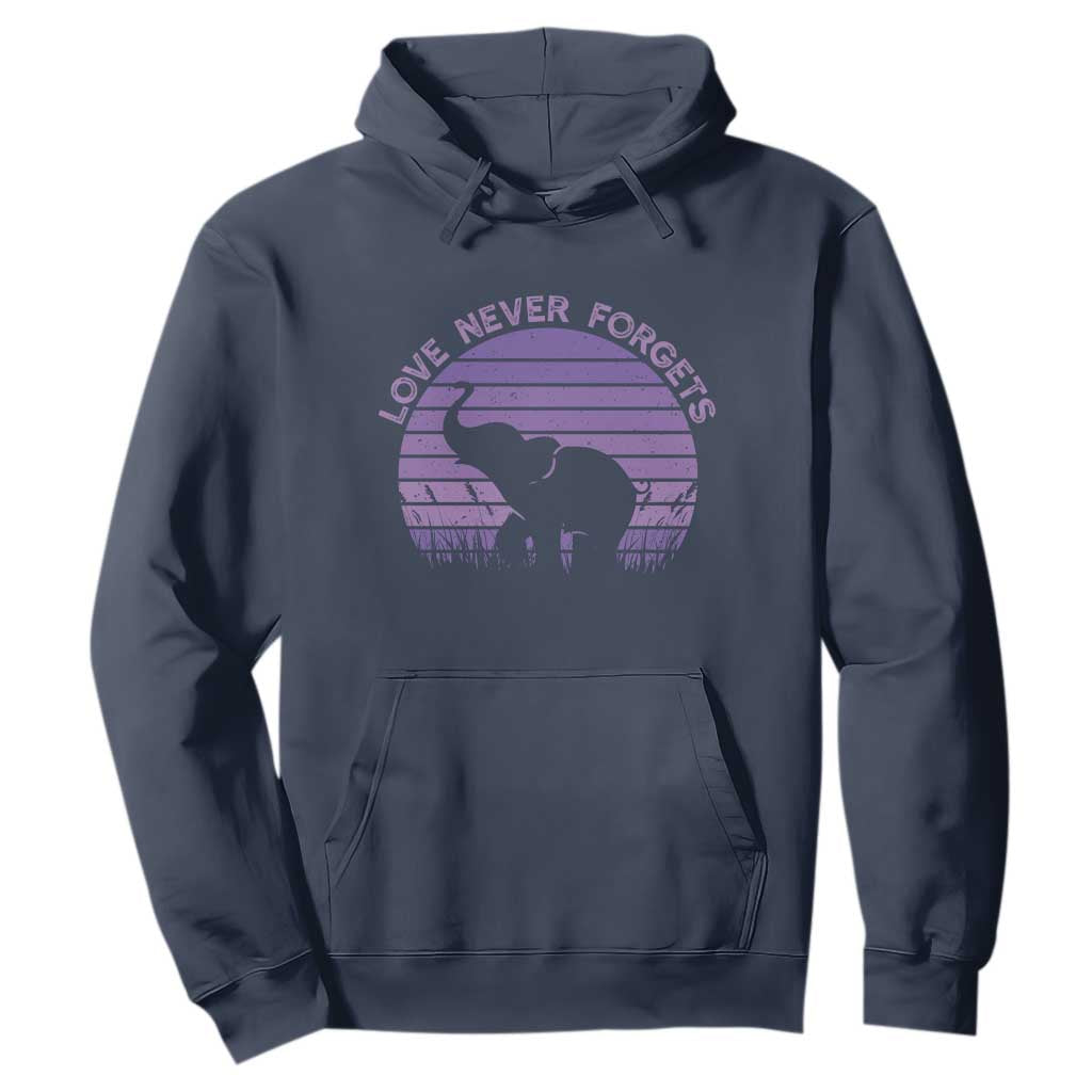 Alzheimer's Support And Hope Hoodie Vintage Elephant Love Never Forgets