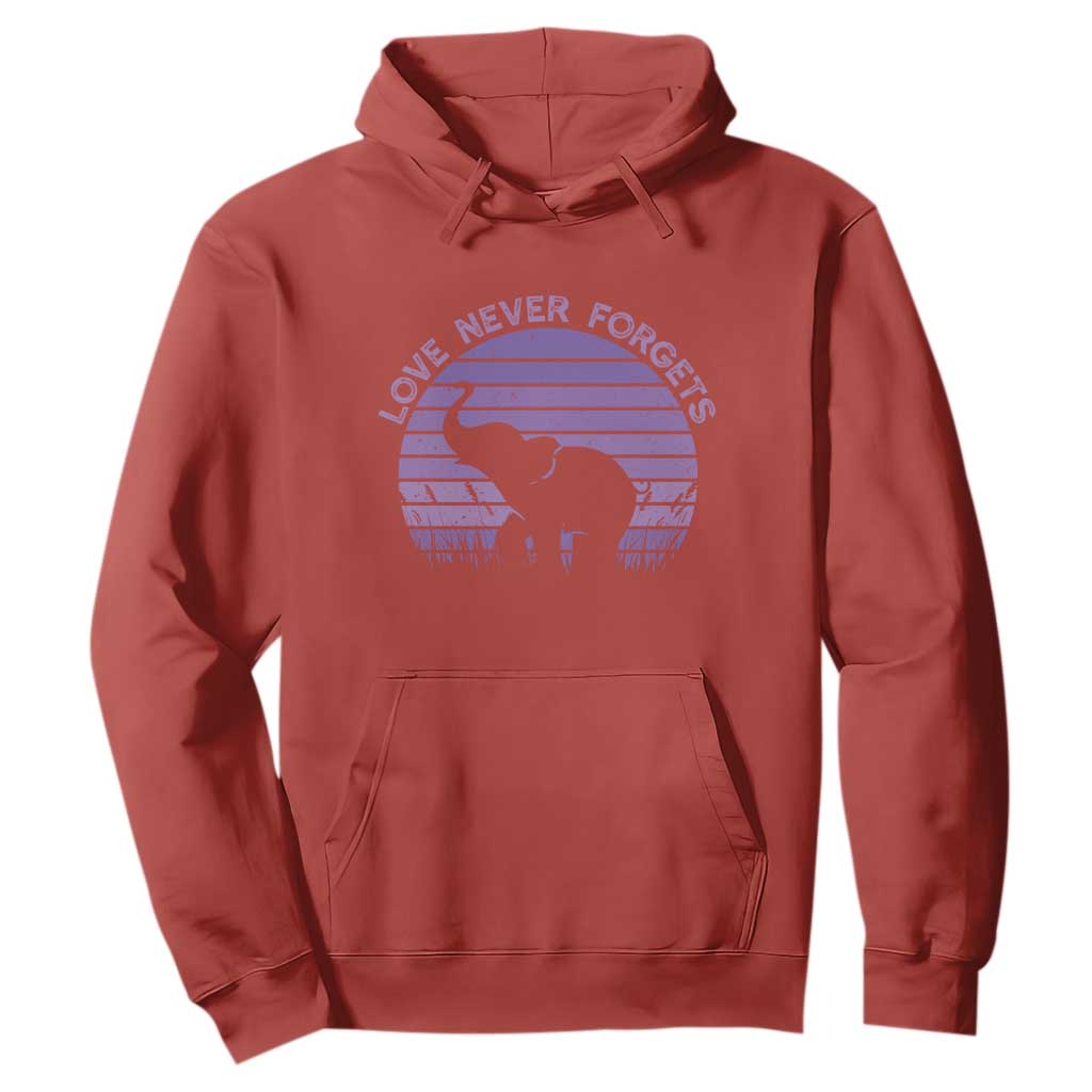 Alzheimer's Support And Hope Hoodie Vintage Elephant Love Never Forgets