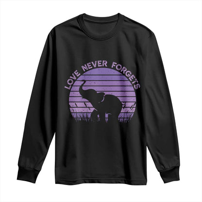 Alzheimer's Support And Hope Long Sleeve Shirt Vintage Elephant Love Never Forgets