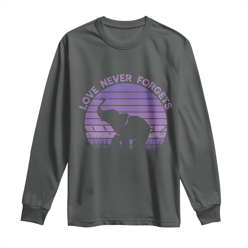 Alzheimer's Support And Hope Long Sleeve Shirt Vintage Elephant Love Never Forgets