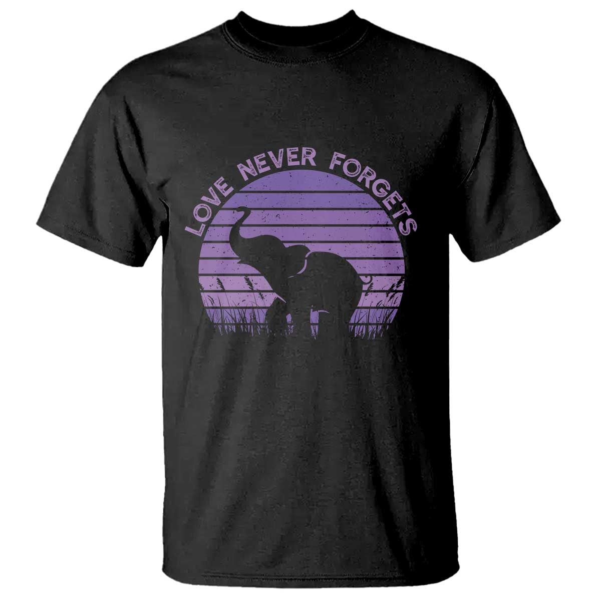 Alzheimer's Support And Hope T Shirt Vintage Elephant Love Never Forgets