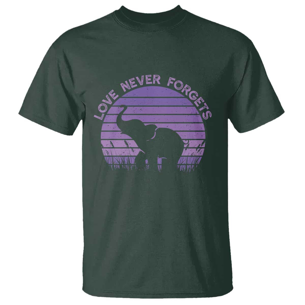 Alzheimer's Support And Hope T Shirt Vintage Elephant Love Never Forgets