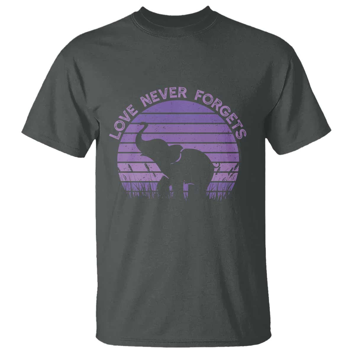 Alzheimer's Support And Hope T Shirt Vintage Elephant Love Never Forgets