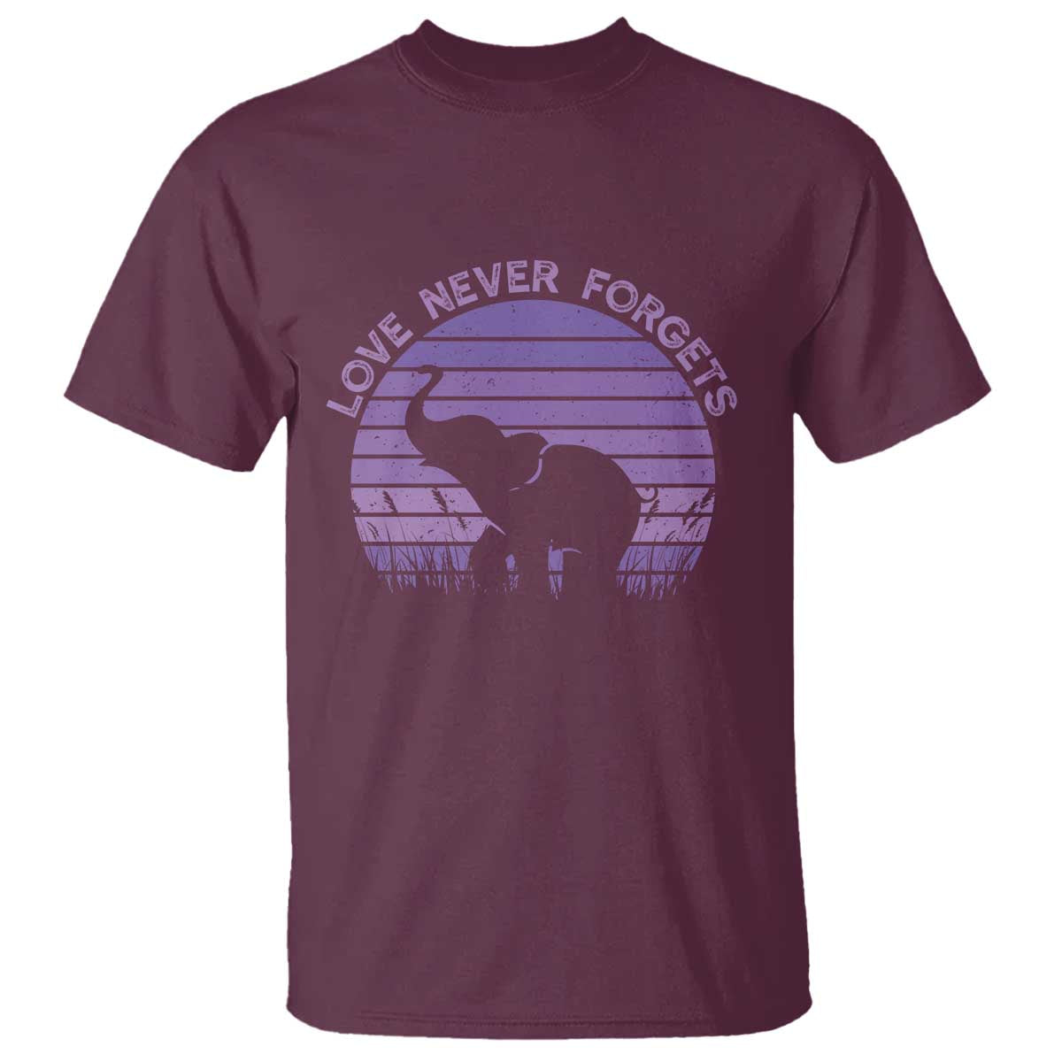 Alzheimer's Support And Hope T Shirt Vintage Elephant Love Never Forgets