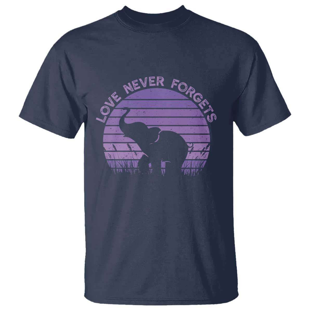 Alzheimer's Support And Hope T Shirt Vintage Elephant Love Never Forgets