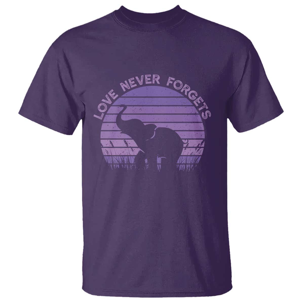 Alzheimer's Support And Hope T Shirt Vintage Elephant Love Never Forgets