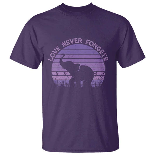 Alzheimer's Support And Hope T Shirt Vintage Elephant Love Never Forgets