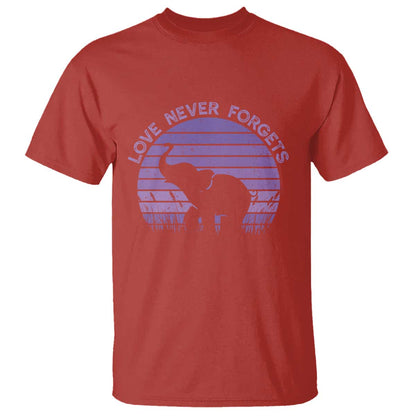 Alzheimer's Support And Hope T Shirt Vintage Elephant Love Never Forgets