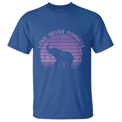 Alzheimer's Support And Hope T Shirt Vintage Elephant Love Never Forgets