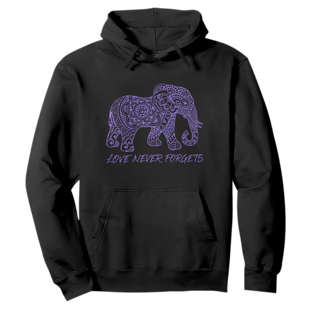 Love Never Forgets Elephant Mandala Hoodie Animal Lover Gift