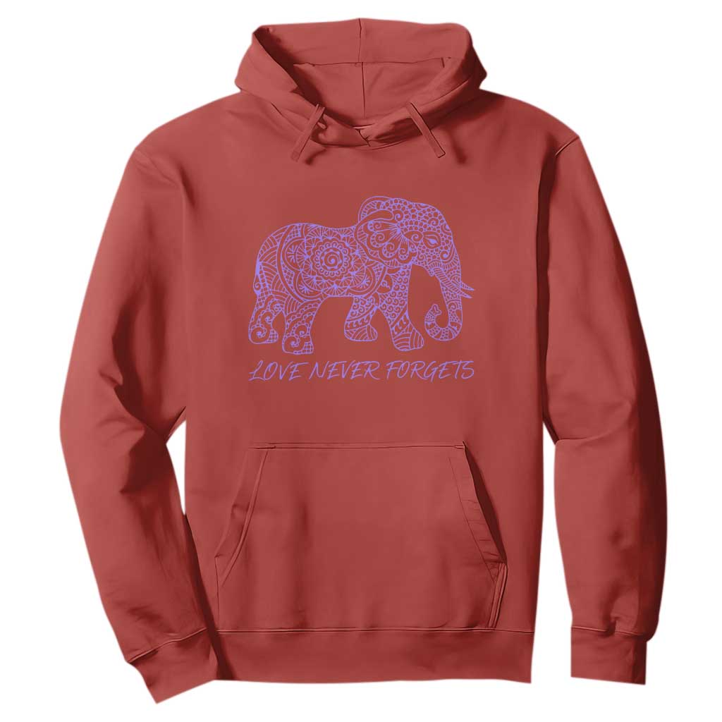 Love Never Forgets Elephant Mandala Hoodie Animal Lover Gift