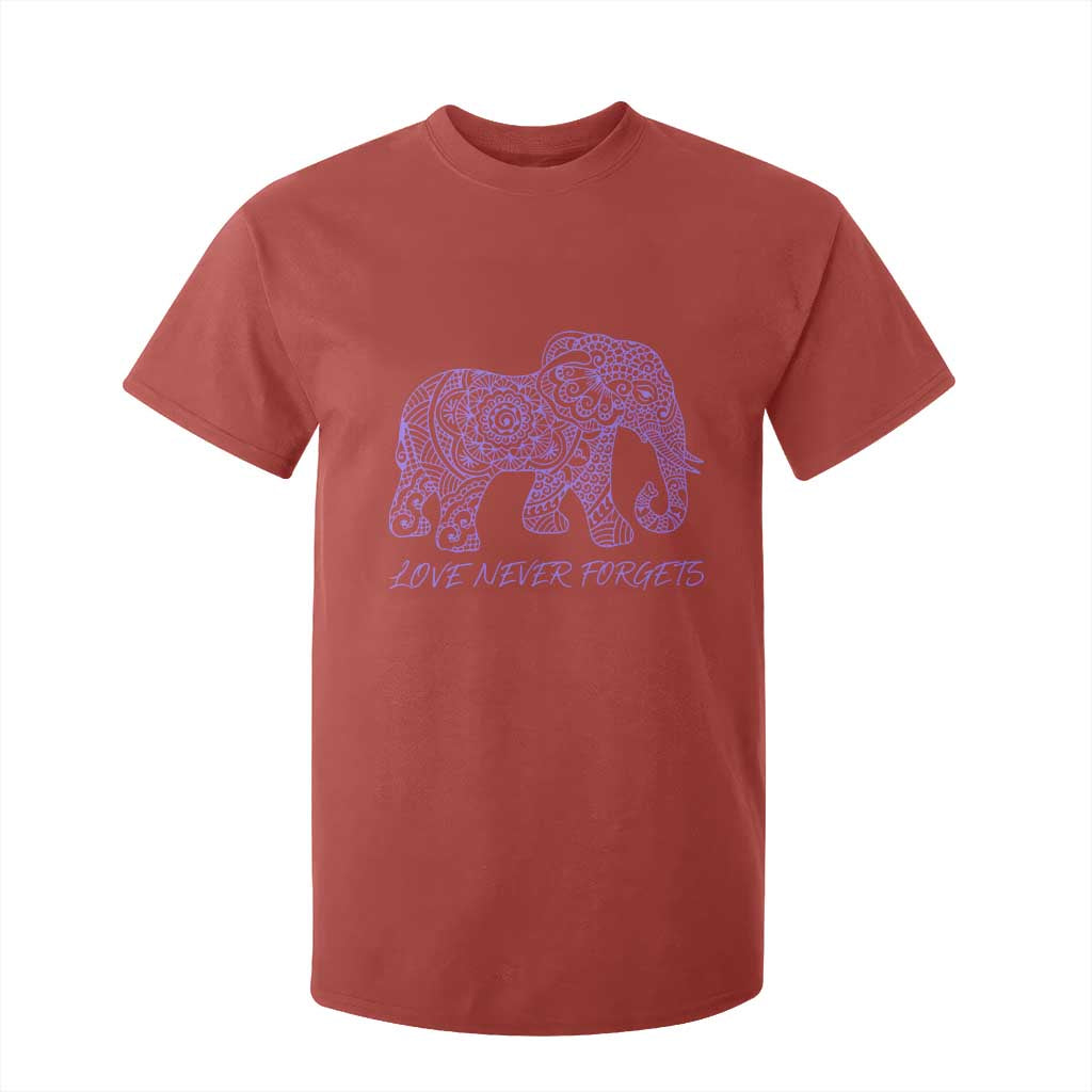 Love Never Forgets Elephant Mandala T Shirt For Kid Animal Lover Gift