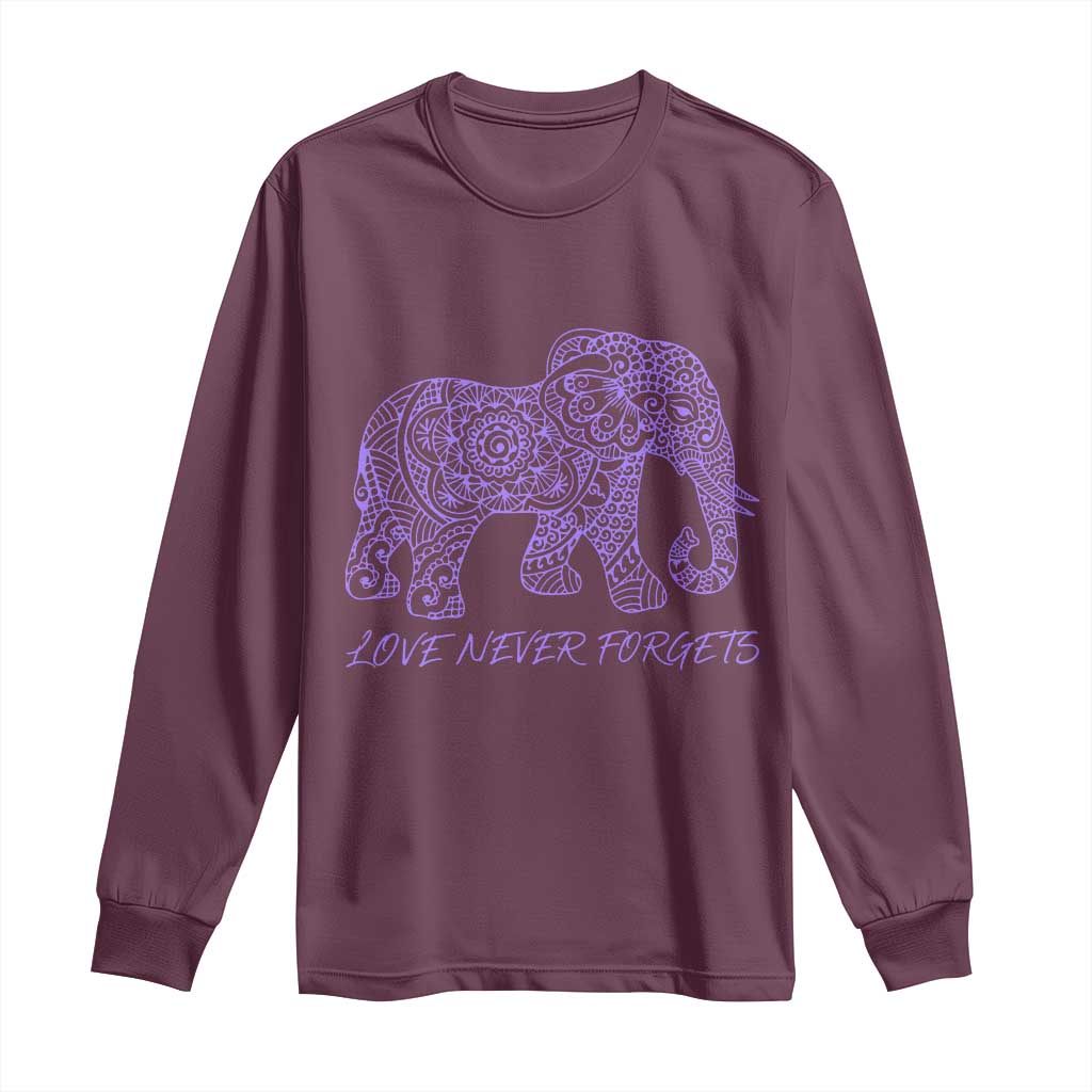 Love Never Forgets Elephant Mandala Long Sleeve Shirt Animal Lover Gift