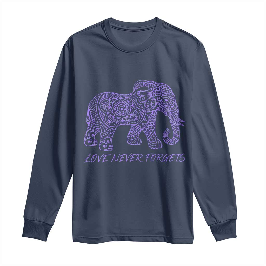 Love Never Forgets Elephant Mandala Long Sleeve Shirt Animal Lover Gift