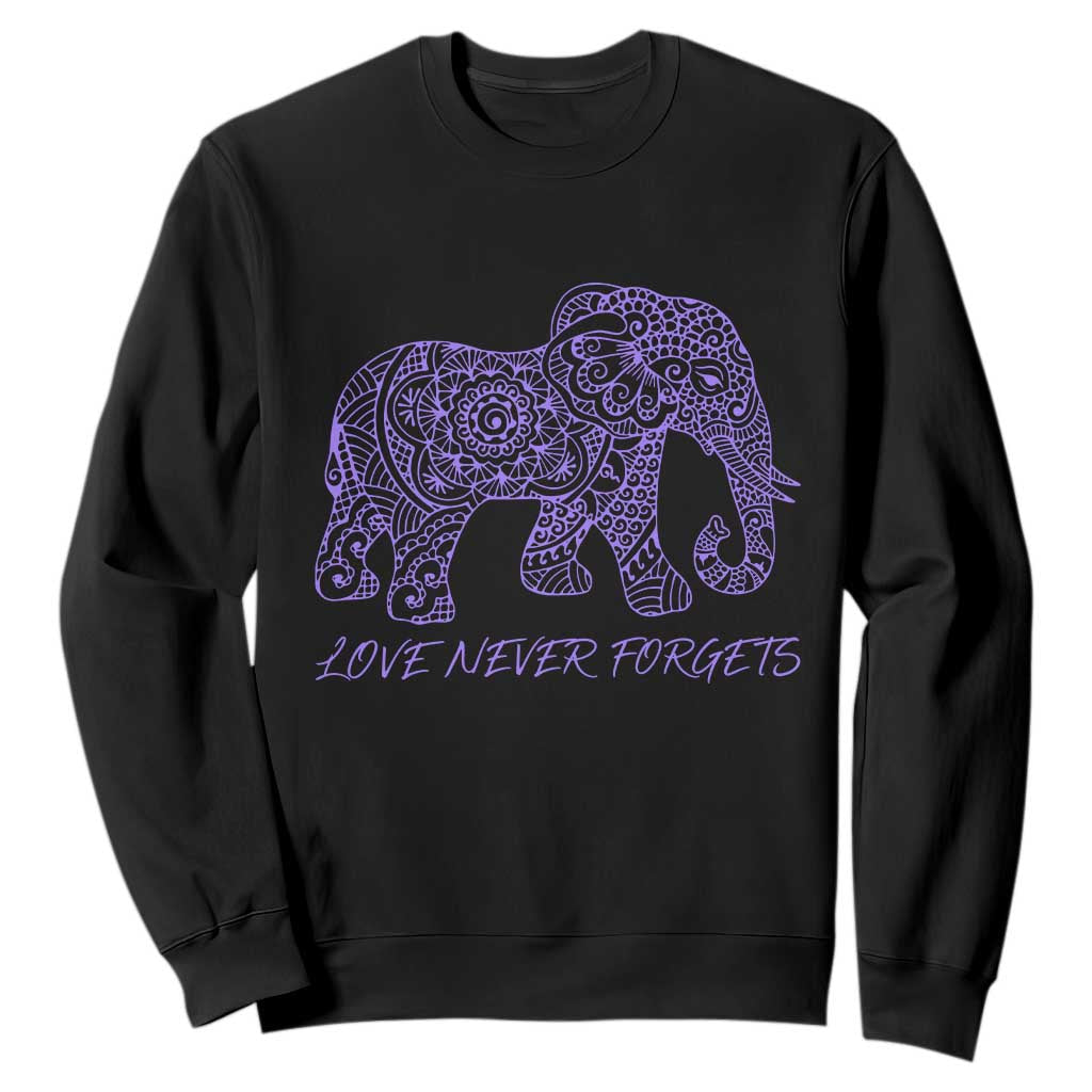 Love Never Forgets Elephant Mandala Sweatshirt Animal Lover Gift