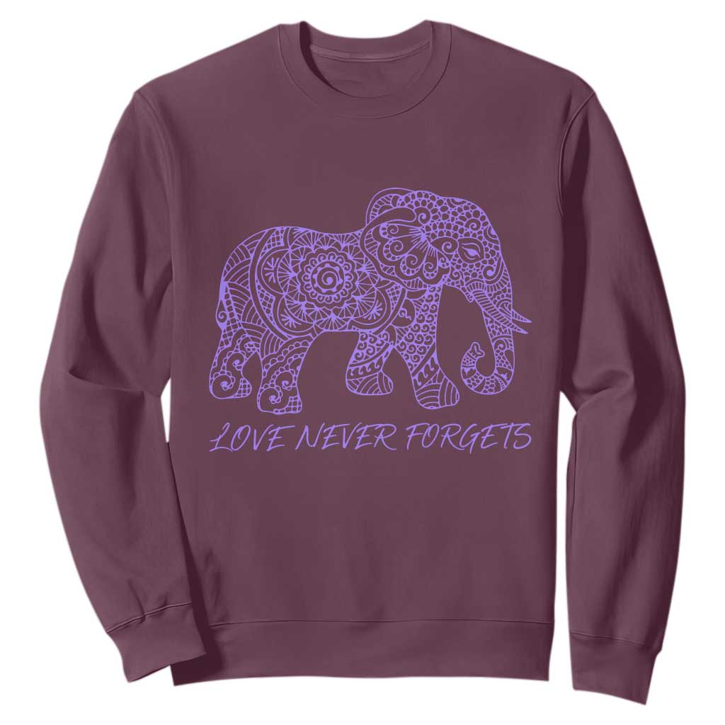 Love Never Forgets Elephant Mandala Sweatshirt Animal Lover Gift