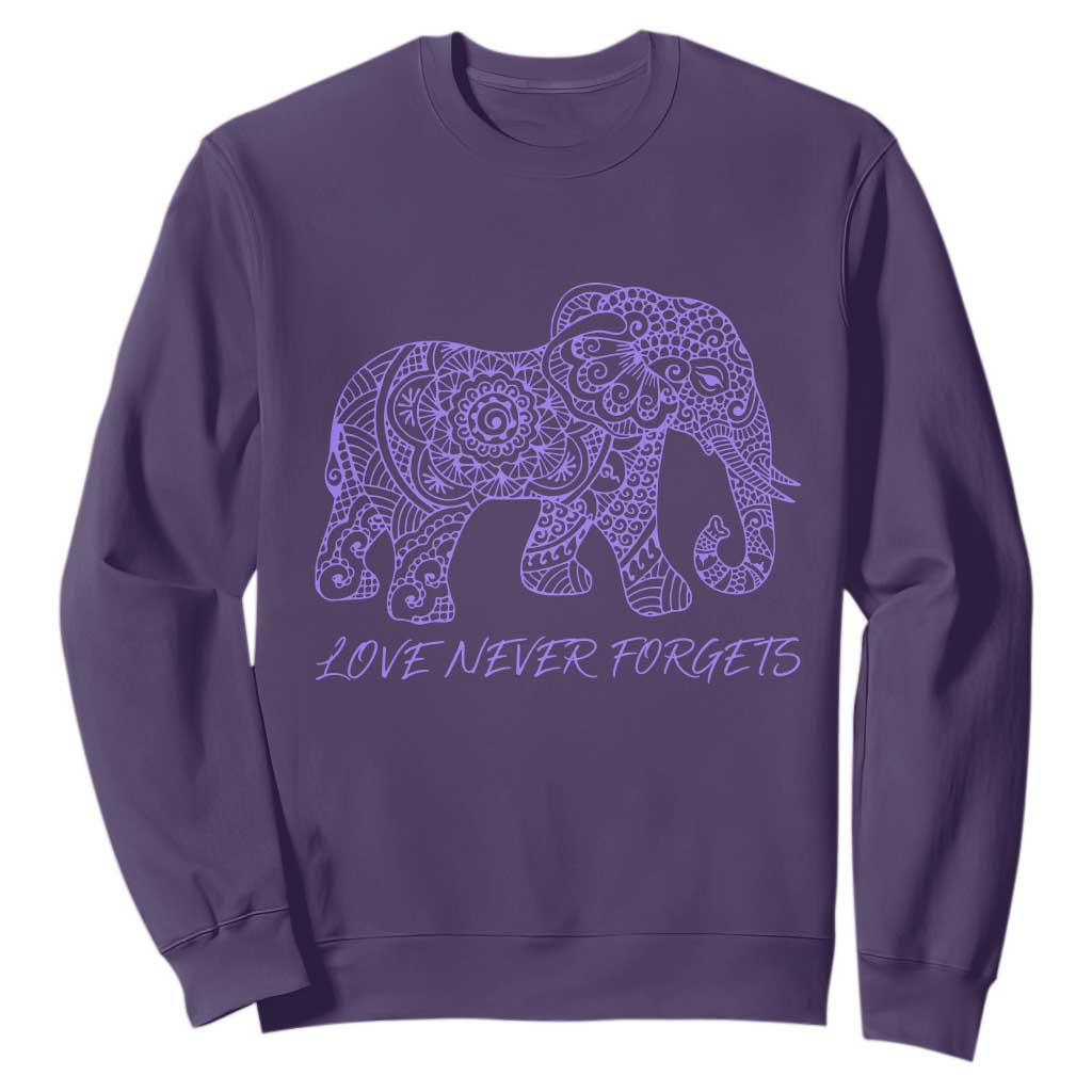 Love Never Forgets Elephant Mandala Sweatshirt Animal Lover Gift