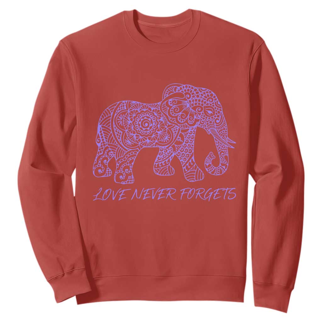 Love Never Forgets Elephant Mandala Sweatshirt Animal Lover Gift