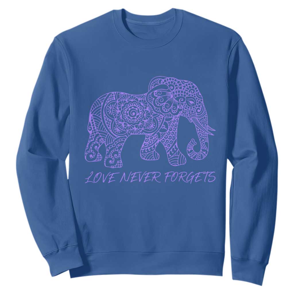 Love Never Forgets Elephant Mandala Sweatshirt Animal Lover Gift