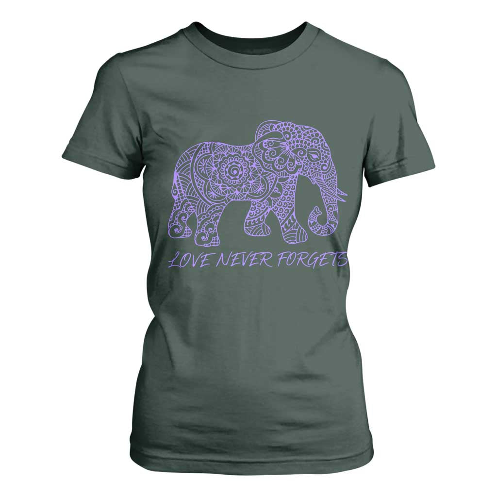 Love Never Forgets Elephant Mandala T Shirt For Women Animal Lover Gift