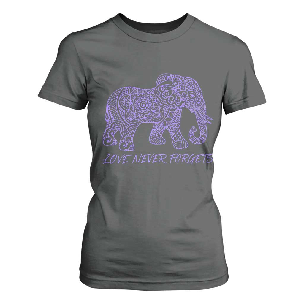 Love Never Forgets Elephant Mandala T Shirt For Women Animal Lover Gift