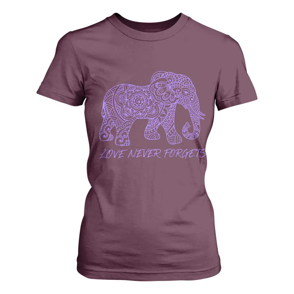 Love Never Forgets Elephant Mandala T Shirt For Women Animal Lover Gift