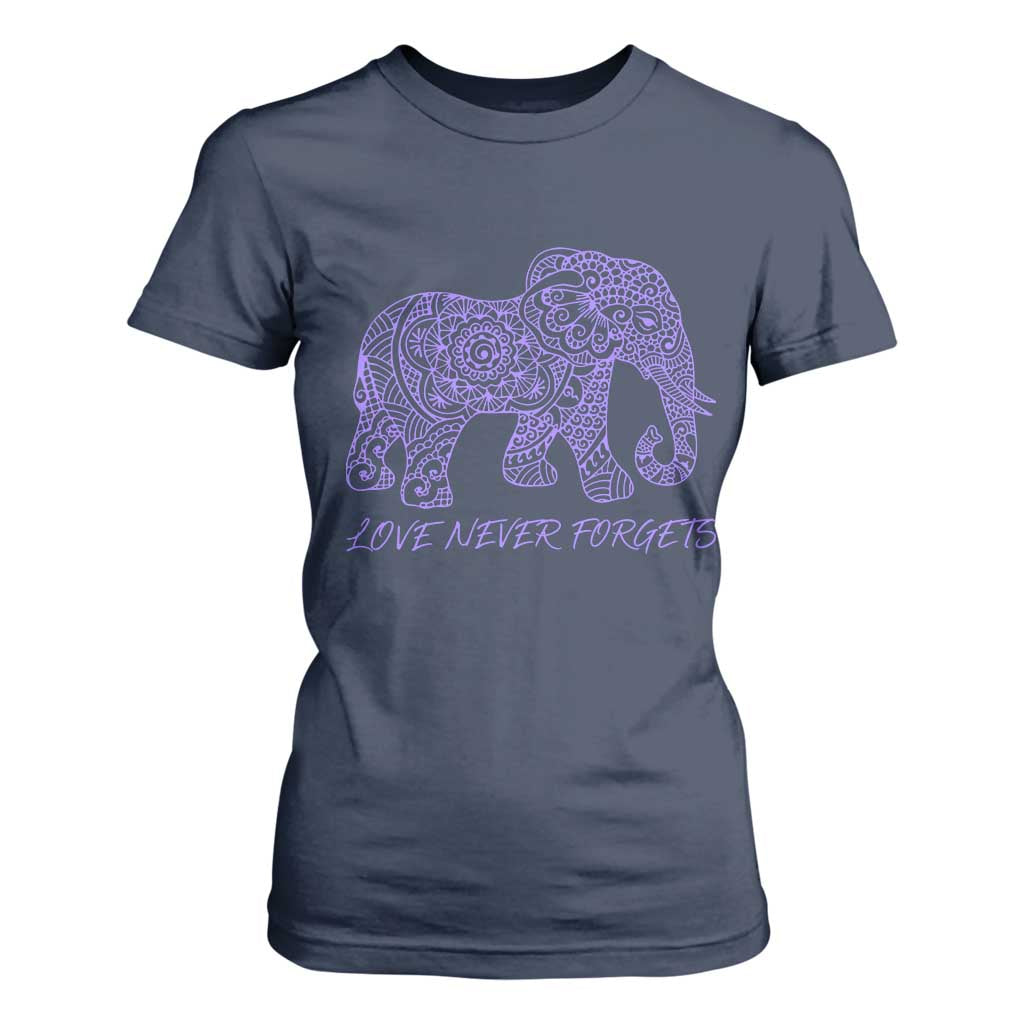 Love Never Forgets Elephant Mandala T Shirt For Women Animal Lover Gift