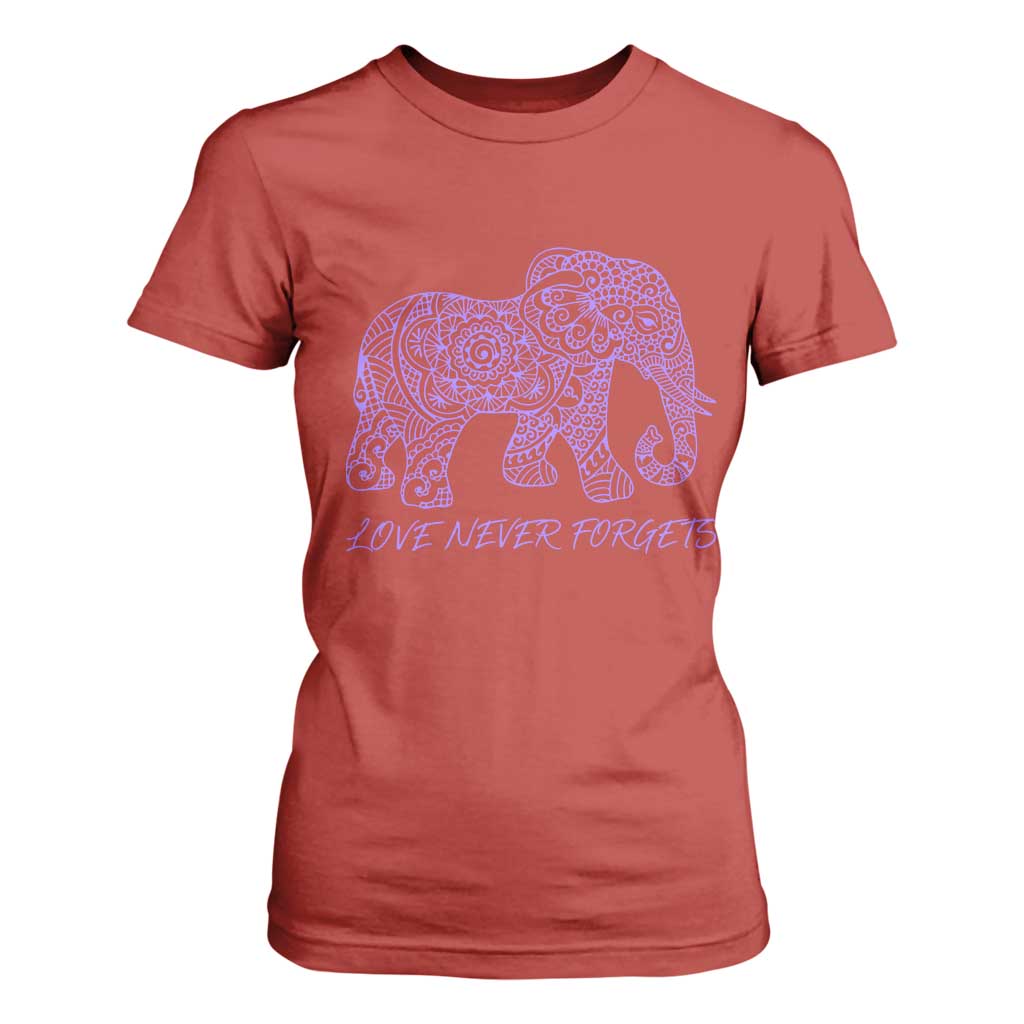 Love Never Forgets Elephant Mandala T Shirt For Women Animal Lover Gift